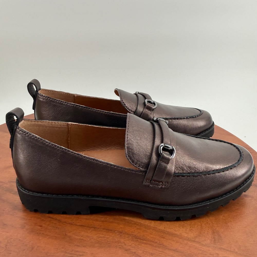Gentle Souls Kenneth Cole Eugene Lug Bit Loafers Bronze‎ Metallic Leather 7.5 M